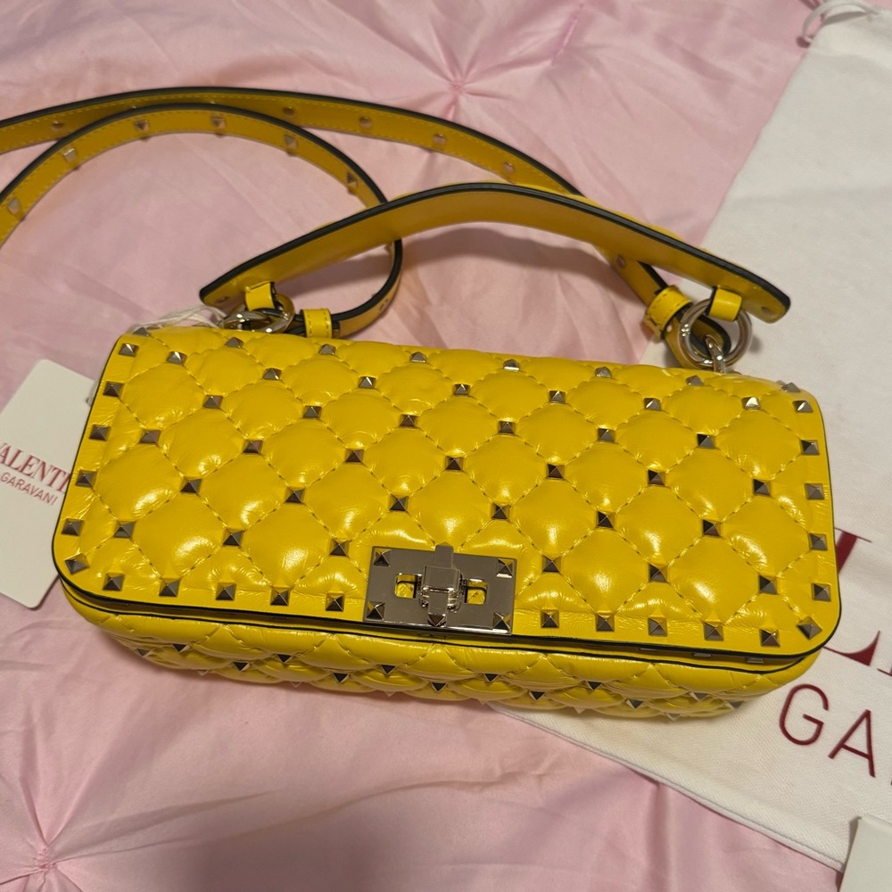 Valentino ‘Bright Lemon’ Yellow Studded Quilted Bag - As seen on Margot Robbie